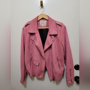 Ladies Only Carmakoma Dusty Pink Faux Suede Biker Style Jacket-Size 44 US 12/14